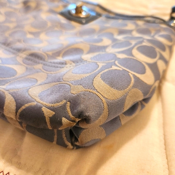 Coach Penelope Canvas Sateen Patent Leather Crossbody Purse, Blue/Gray - Picture 11 of 16